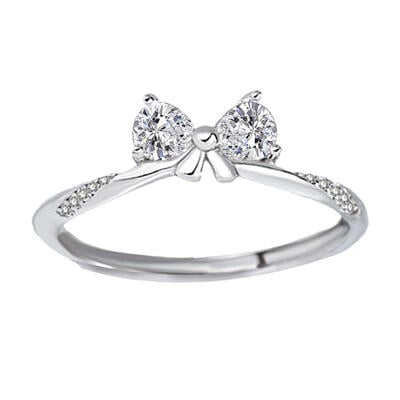 Jeulia Bowknot Two Stone Trillion Cut Sterling Silver Adjustable Ring