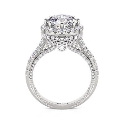 Jeulia "Princess Skirt Hem"Halo Engagement Ring Sterling Silver