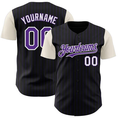 Custom Black Cream Pinstripe Two Tone Baseball Jersey Personalized Insignia for Matches Practices and Youth Leagues