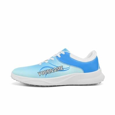 Custom Lake Blue Golf Shoes-Personalized Name and Logo Footwear