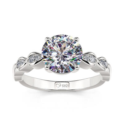 Jeulia Round Cut Sterling Silver Ring