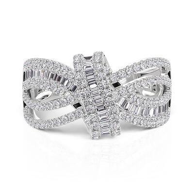 Jeulia Bow Ribbon Around Triple Pave Set Wedding Ring