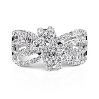 Jeulia Bow Ribbon Around Triple Pave Set Wedding Ring
