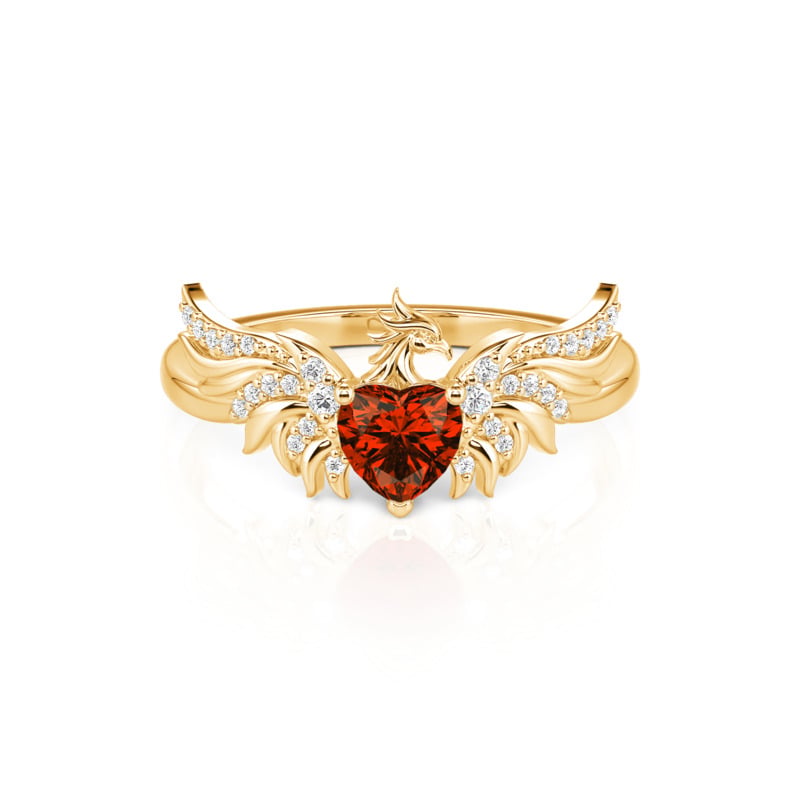 Jeulia Custom Heart Birthstone Spread-Wing Phoenix Ring