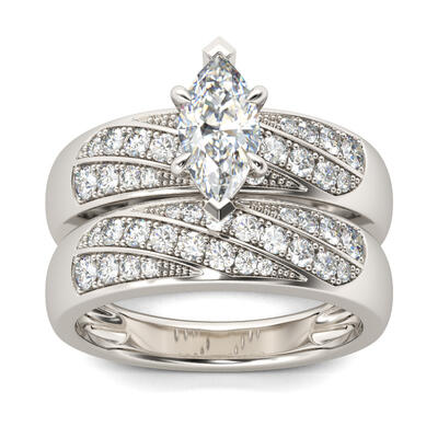Jeulia Marquise Cut Sterling Silver Ring Set
