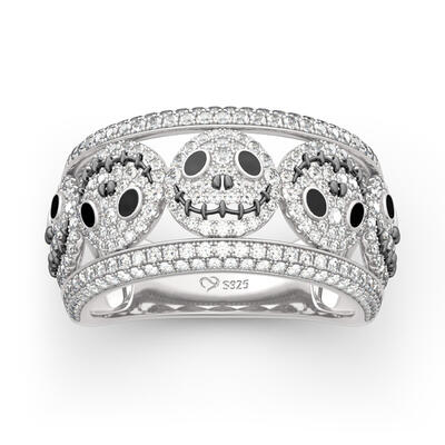 Jeulia "Living Skeleton" Skull Design Sterling Silver Band