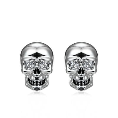 Jeulia "Skeleton Knight" Skull Design Sterling Silver Stud Earrings