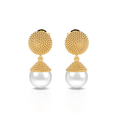 Jeulia Chevron Cultured Pearl Sterling Silver Drop Earrings