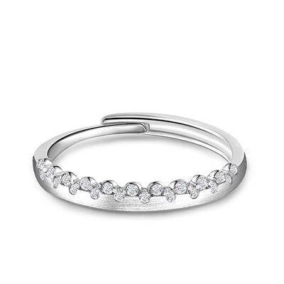 Jeulia Simple Round Cut Sterling Silver Adjustable Women's Band