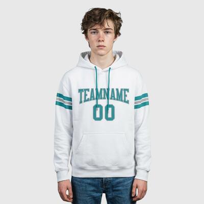 Custom Stitched White Football Pullover Hoodie Soft Breathable Fabric Personalized Team Name & Logo