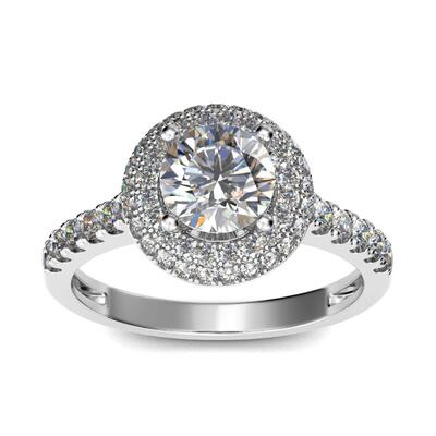 Jeulia Classic Halo Round Cut Sterling Silver Ring