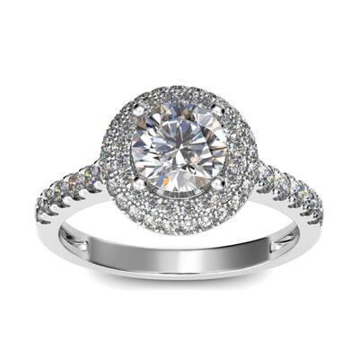 Jeulia Classic Halo Round Cut Sterling Silver Ring