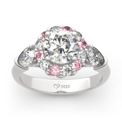 Jeulia Floral Round Cut Sterling Silver Ring