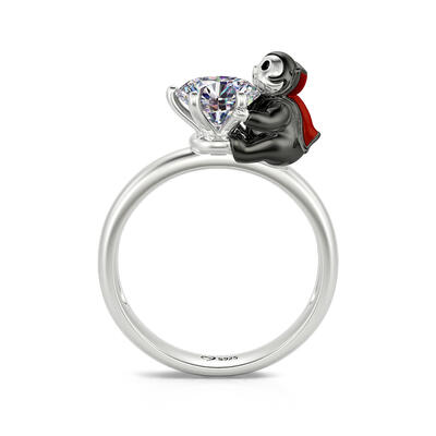 Jeulia Hug Me "Love at First Sight" Vampire Round Cut Sterling Silver Ring