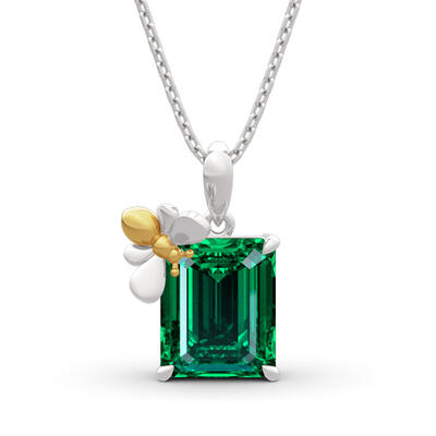 Jeulia "Honey Bee" Emerald Cut Sterling Silver Necklace