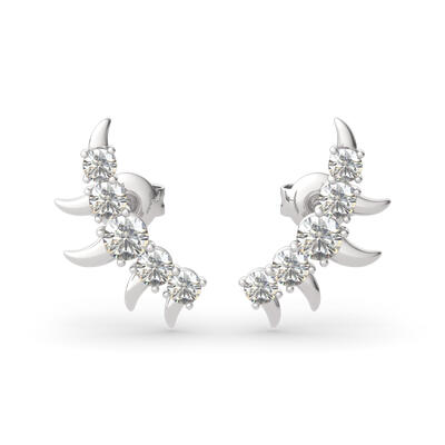 Jeulia Spike Design Round Cut Sterling Silver Earrings