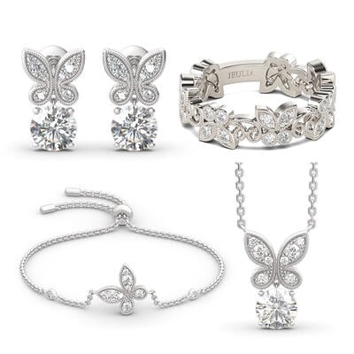 Jeulia Conjunto de joyas con corte redondo de mariposa