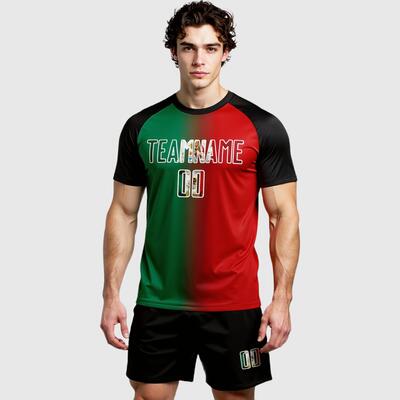 Custom Soccer Uniform Jersey Red Vintage Mexican Flag Kelly Green Black-Cream Sublimation Gradient Fashion