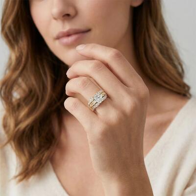 "Every Unsaid Vowel" Radiant Cut Side Stone Engagement Ring