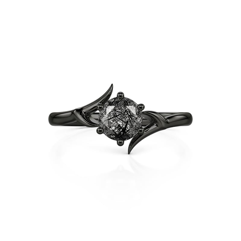 Jeulia Thorn Bypass Black Rutilated Quartz Engagement Ring