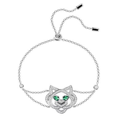 Jeulia "King of Beasts" Tiger Sterling Silver Bracelet