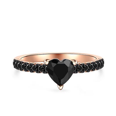 Jeulia Two Tone Heart Cut Sterling Silver Engagement Ring