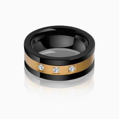 "Goldene Konstellationen" 8mm Keramik-Herren-Ehering