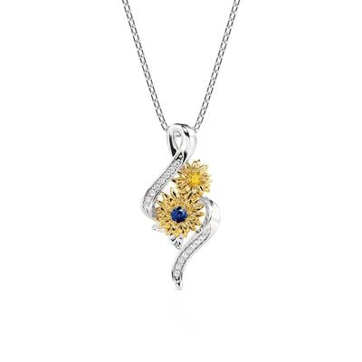 Jeulia Infinity Sunflower Necklace Sterling Silver