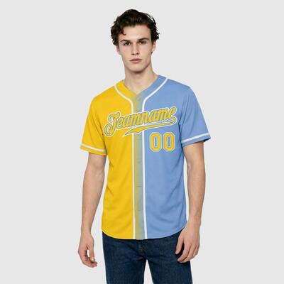 Custom Light Blue Gradient Baseball Jersey – Personalized Name, Number, Logo & Bulk Orders