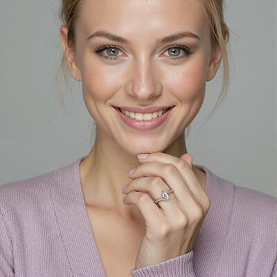 "You Are My Life" Marquise Cut Sculptural Side Stone Engagement Ring