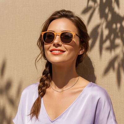 Susanna Orange Round Sunglasses