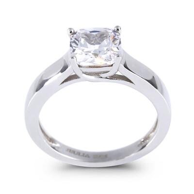 Jeulia Cushion Cut Sterling Silver Ring