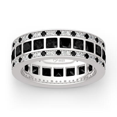 Jeulia "Love Movie" Princess Cut Sterling Silver Band