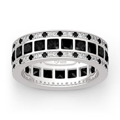 Jeulia "Love Movie" Princess Cut Sterling Silver Band