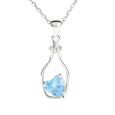 Jeulia "Wishing Bottle" Heart Cut Personalized Sterling Silver Necklace