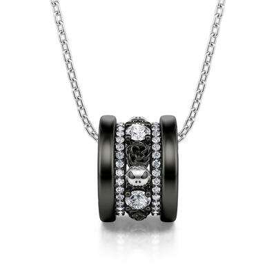 Jeulia "Pumpkin King & Rose" Skull Design Sterling Silver Necklace