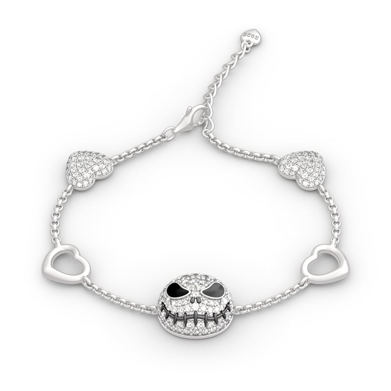Jeulia "Pumpkin King" Skull Design Sterling Silver Bracelet (195mm)