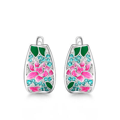Jeulia "Twins" Flower Enamel Sterling Silver Earrings