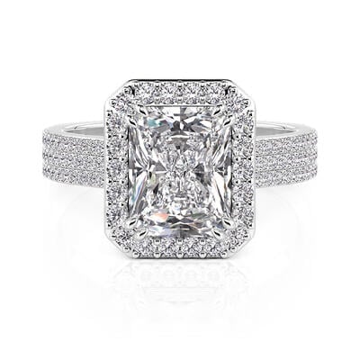 Jeulia Pave Halo Engagement Ring Rectangular Cut