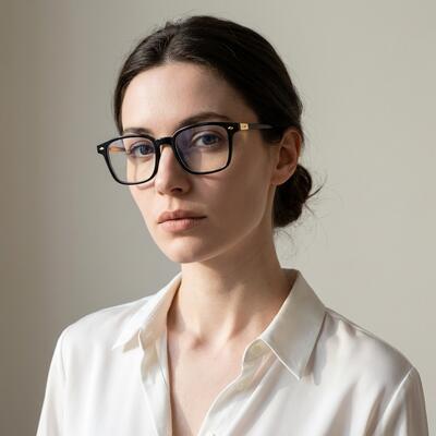 Hamil Black Rectangle Glasses
