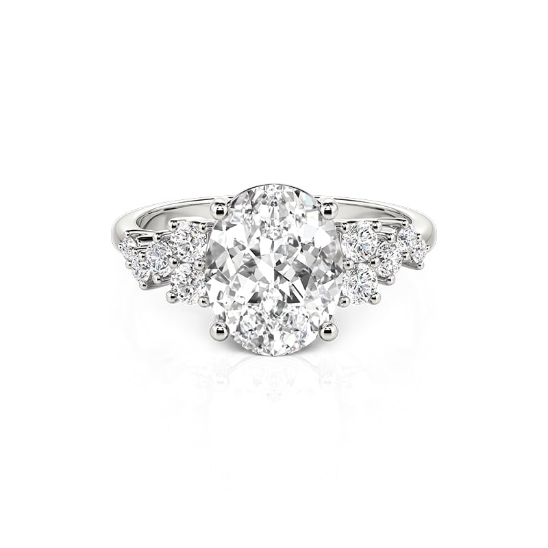 Jeulia Cluster Oval Cut Engagement Ring in Sterling Silver