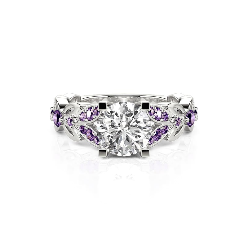 Jeulia Anillo De Talla De Mariposa Redonda En Plata De Ley