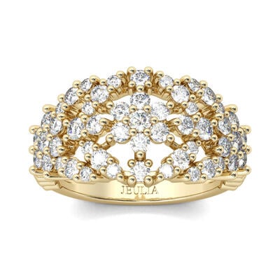 Jeulia Round Cut Flower Sterling Silver Women's Band