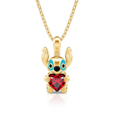 Jeulia Hug Me "Little Monster" Heart Cut Sterling Silver Necklace