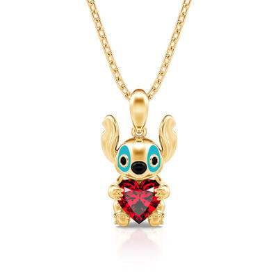 Jeulia Hug Me "Little Monster" Heart Cut Sterling Silver Necklace