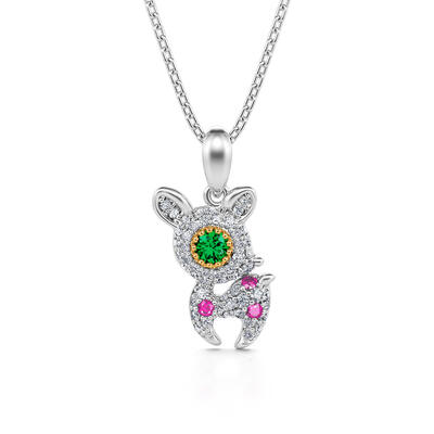 Jeulia "Christmas Deer" Sterling Silver Necklace