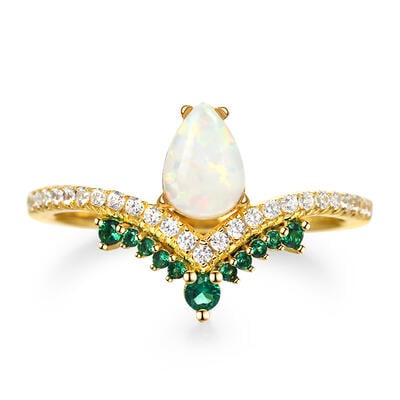 Jeulia Anillo de Compromiso Vintage de Plata de Ley con Ópalo