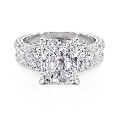 Jeulia Three Stone Radiant Cut Engagement Ring Set