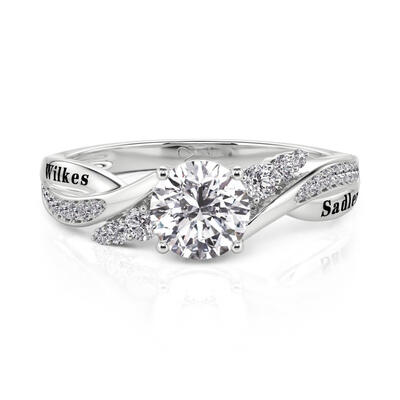 Jeulia Custom Engraved Bypass Round Cut Engagement Ring
