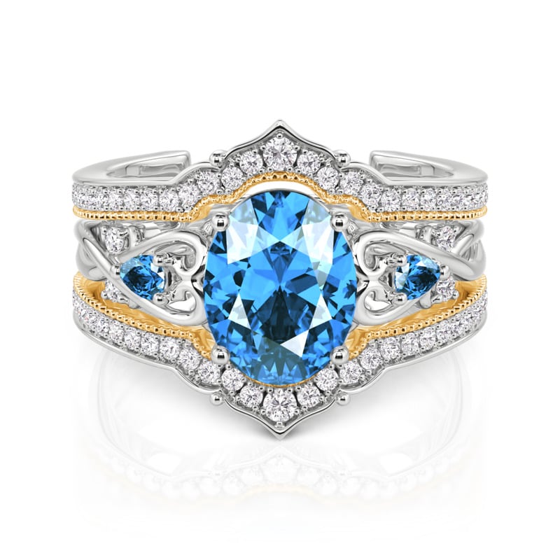 Jeulia Unique Two Tone Infinity Bridal Ring Set Sterling Silver